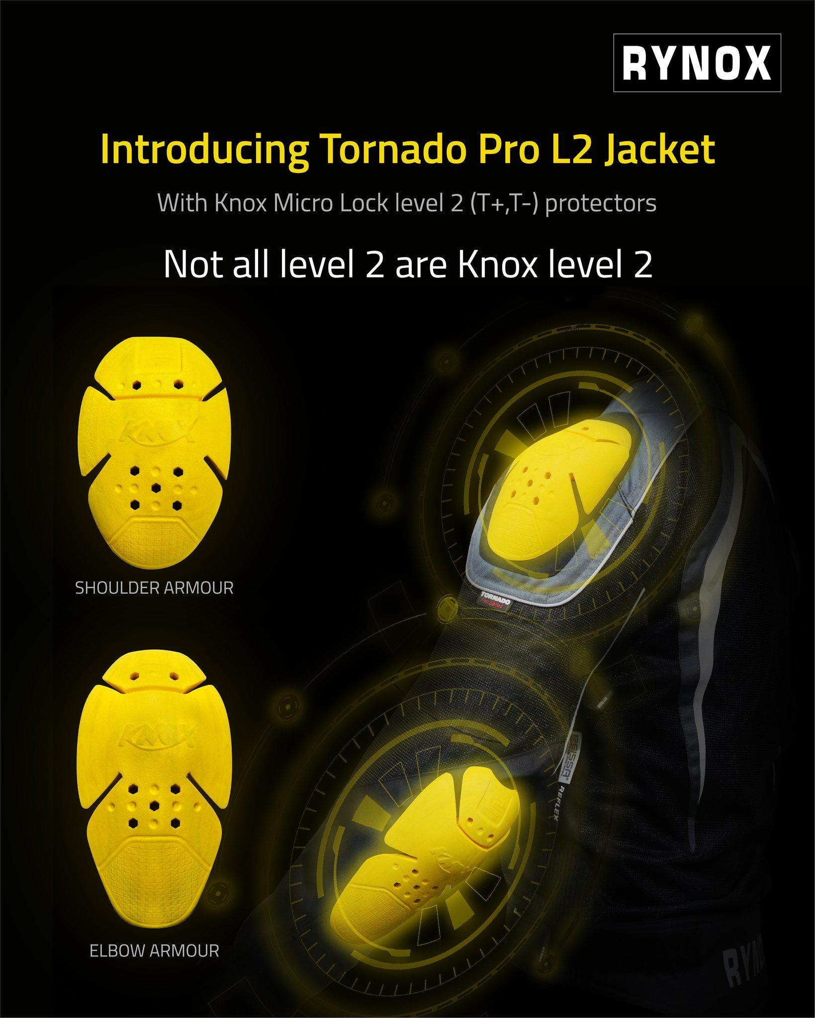 rynox tornado pro jacket with knox armours