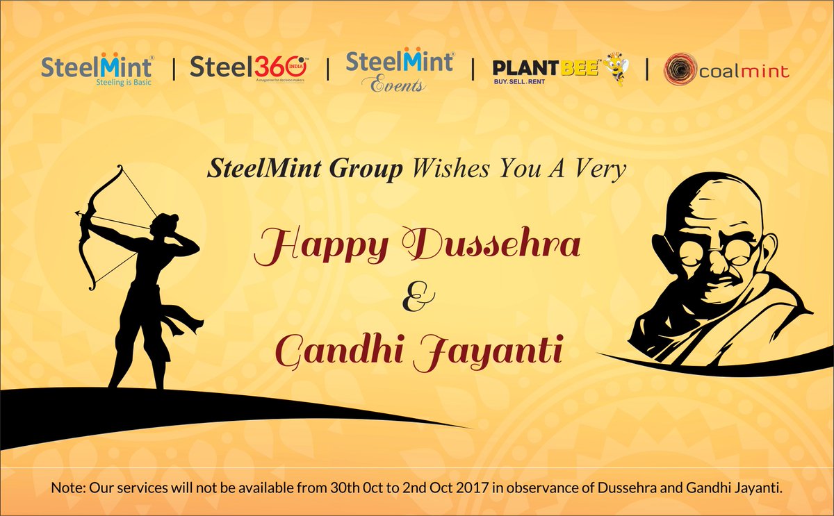 Plant_bee's tweet photo. SteelMint Group Wishes You Happy Dussehra and Gandhi Jayanti https://t.co/tWtYgXdCOj