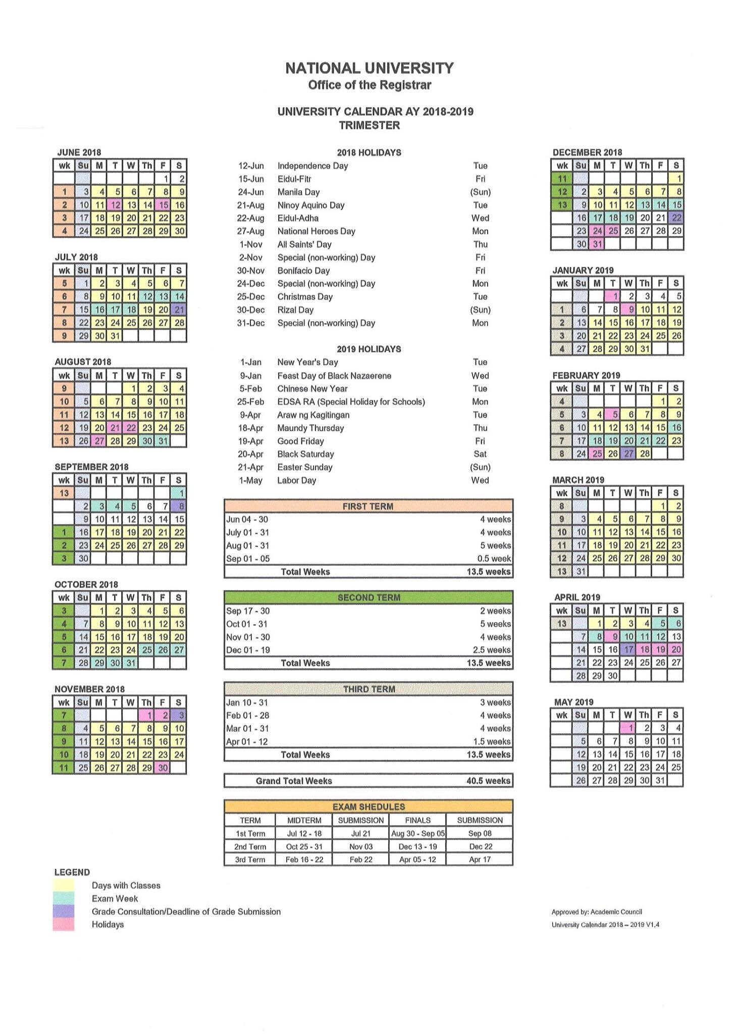 National University Forum on Twitter "Academic Calendar for AY 2018