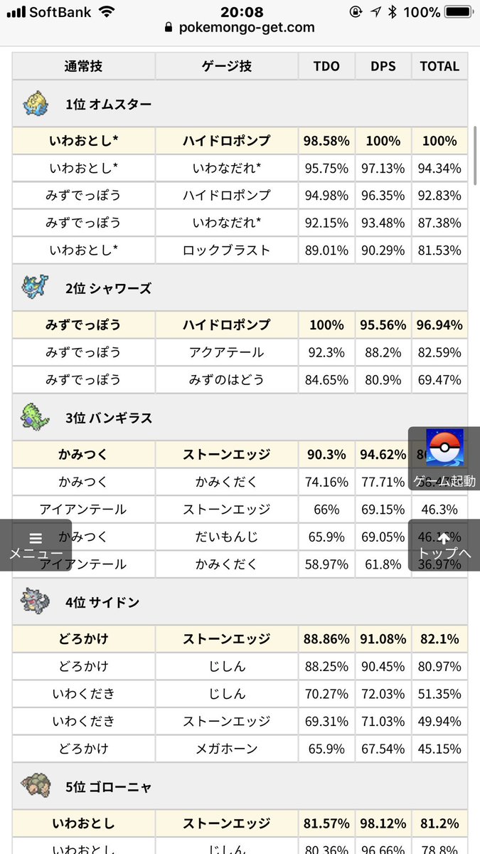 ポケモンgo攻略情報 ポケマピ 岩タイプ技なので弱点は付けますが 性能面で他の技に軍配が上がる結果となります 一風変わっていて私は好きですよ