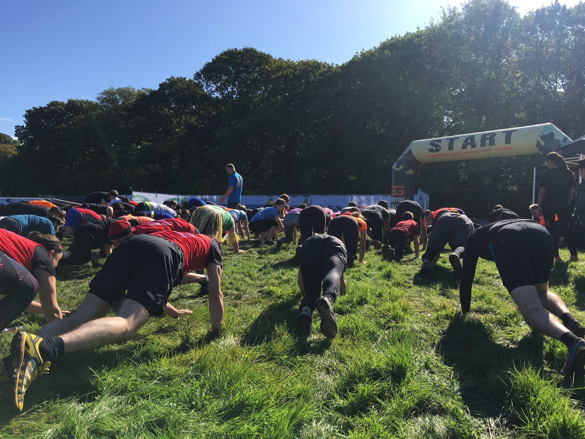 mazmik's tweet photo. Warming up at the start of the BGSurvival race. You know you want to - come and have a go. #Beargrylls https://t.co/2XxeBzF8vM