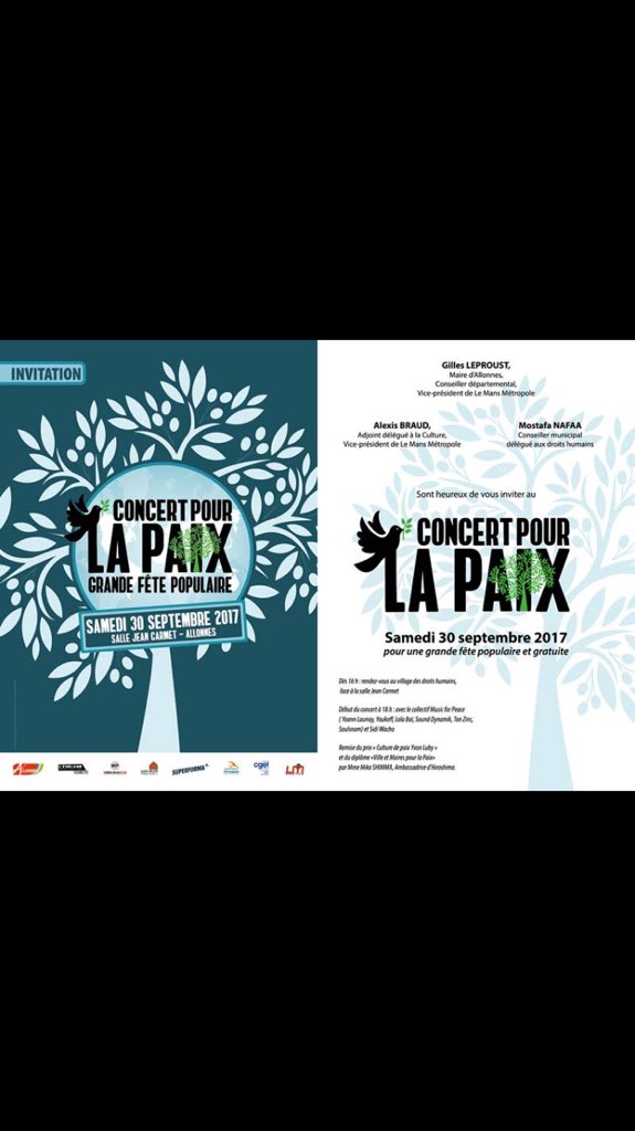 GillesLeproust's tweet photo. Rendez vous #Allonnes festival #paix cause essentielle dans monde dangereux débats-spectacles @yoannlaunay @youkoff https://t.co/73Jd11F27p