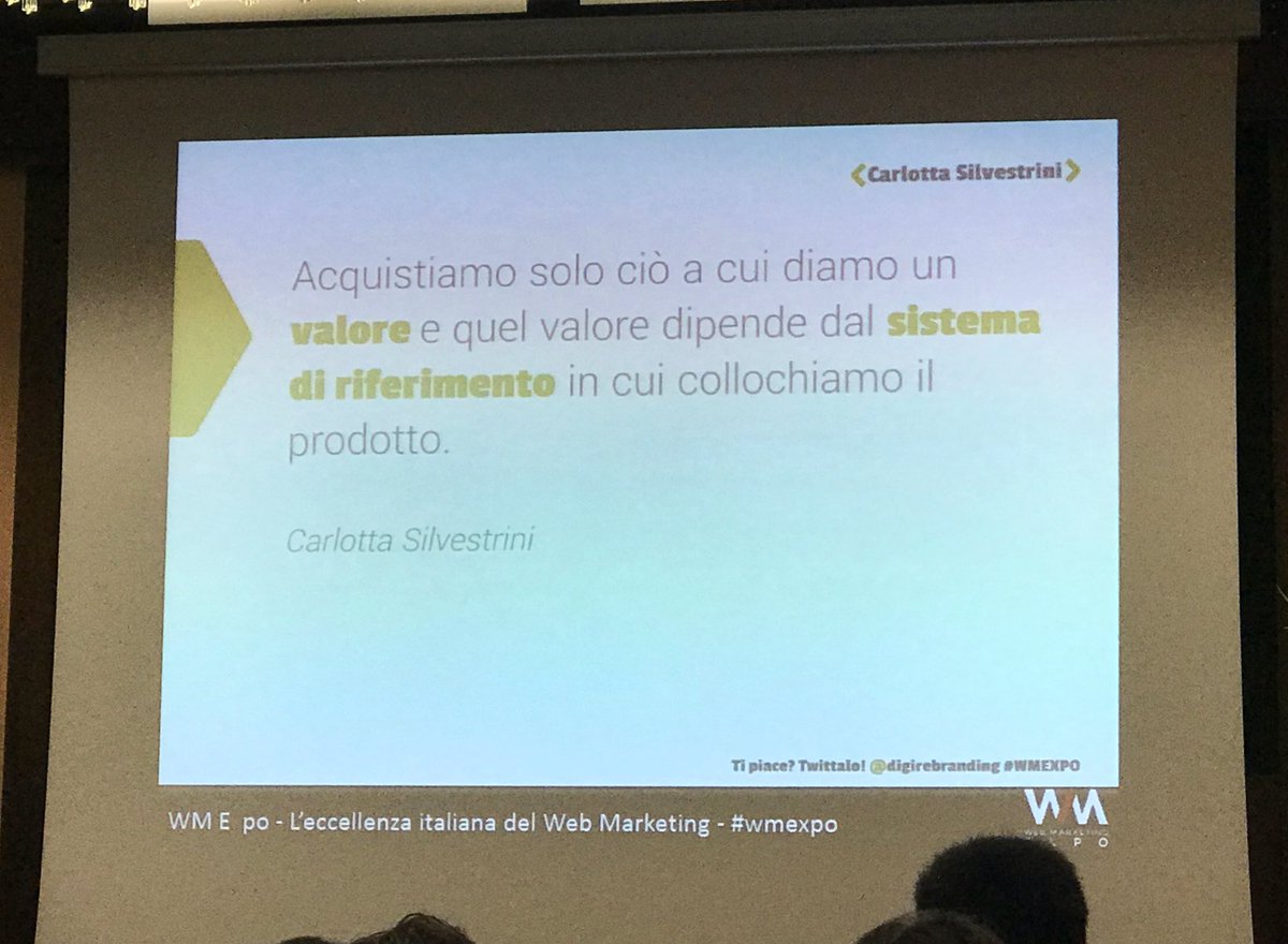 AndrePado's tweet photo. Acquistiamo solo ciò a cui diamo un #valore e quel valore dipende dal #sistemadiriferimento in cui collochiamo il prodotto #wmexpo https://t.co/H1GnP613ch