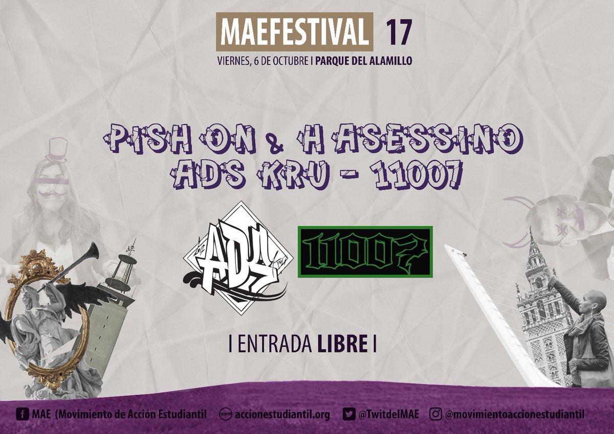 TwitdelMAE's tweet photo. El próximo día 6 tendremos en el #MAEFEST a los gaditanos Pishón y Hasessino, rap combativo y de clase obrera para mover el festival. https://t.co/228SUCBZCi
