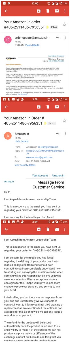 wallflower_rd's tweet photo. Disappointed and disheartened by poor servicing of orders and failed assurances by #AmazonIndia as part of #AmazonGreatIndianFestival sale https://t.co/BVklszEPHI