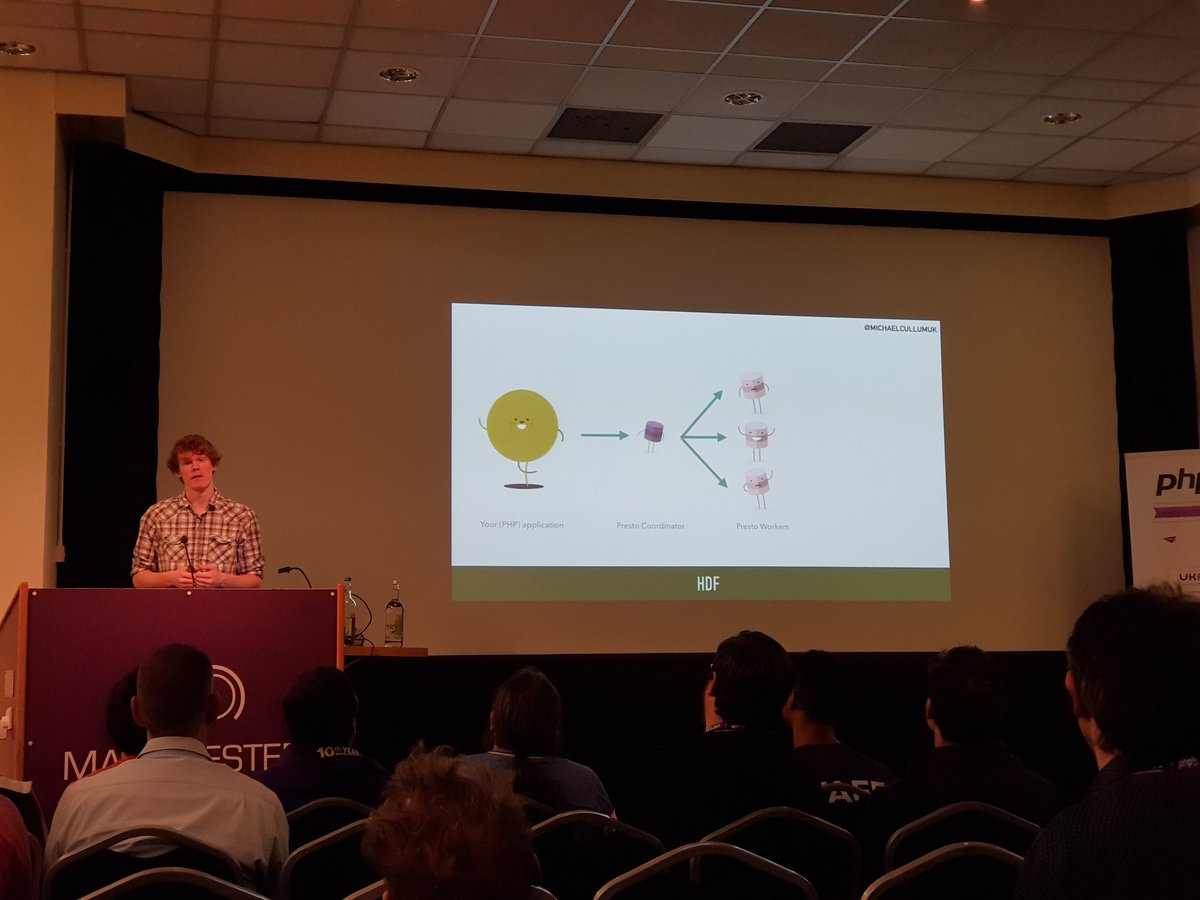 hisamuran's tweet image. Track 2 Hadoop, using #sqlengine #Presto to talk to #hive and more  #PHPNW17 #hadoop #databases @upbeatprod @teamhydrant #MichaelCullum 😎