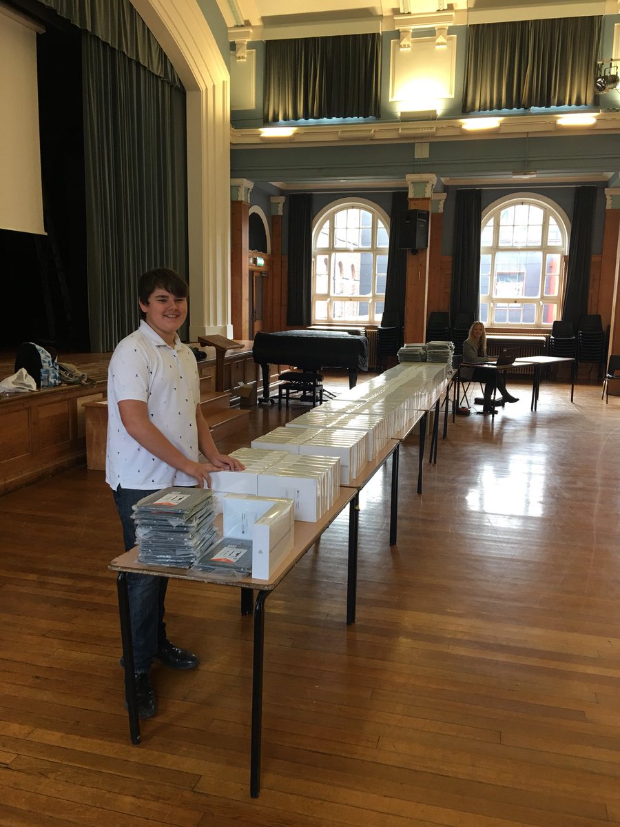 HarrogateGS's tweet photo. Some very excited Y7s this morning about to get their iPads! We’re ready for you! #ipadforlearning https://t.co/o2mh27aJww