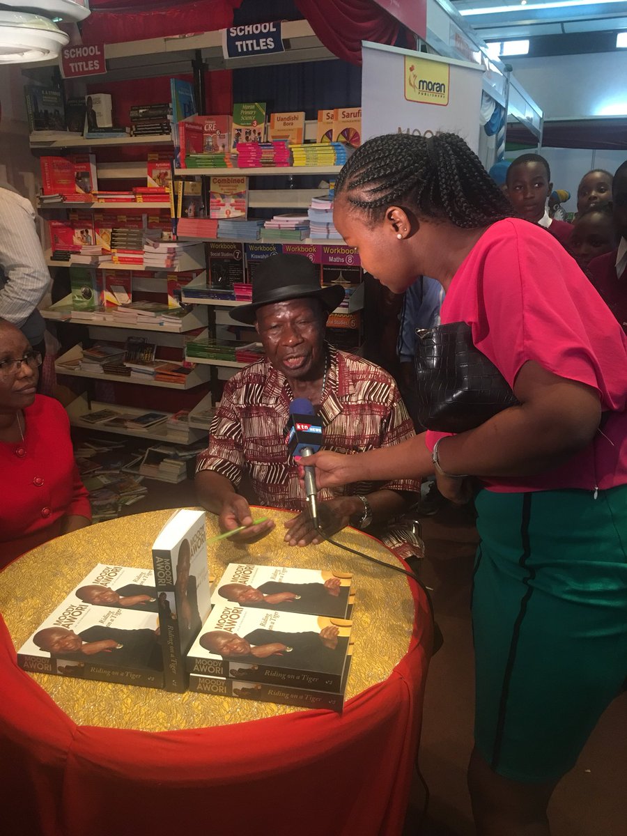 Got to have a word with @KTNKenya at the 20th Nairobi International Book Fair at Sarit where I am signing copies of #RidingonaTiger