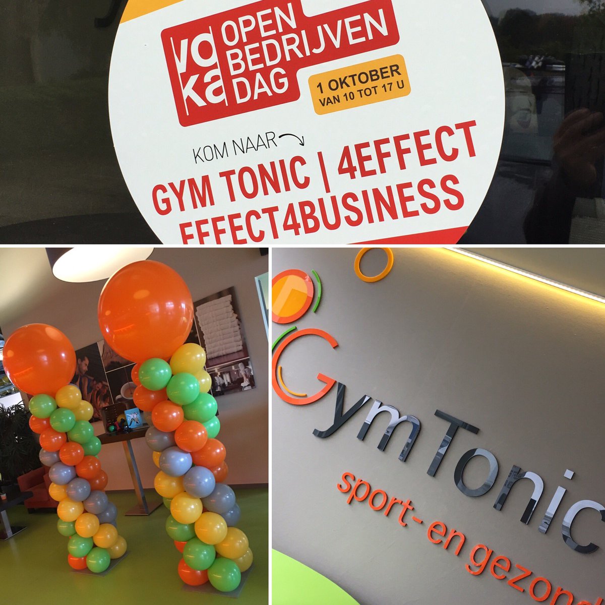 Onze ballondecoratie geeft morgen extra kleur aan Gym Tonic!#openbedrijvendag #ballondecoratie #ballonpilaren