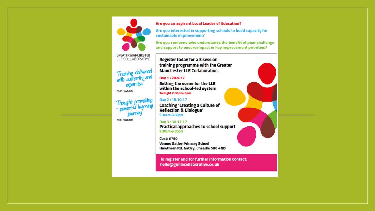 Every1Learning's tweet photo. #GMLLECollaborative Training Dates 2017
@ElmridgeSch @HawthornsTweets @thedeantrust @TrainingStJames @lizzieoshay https://t.co/ku7pTIAeso