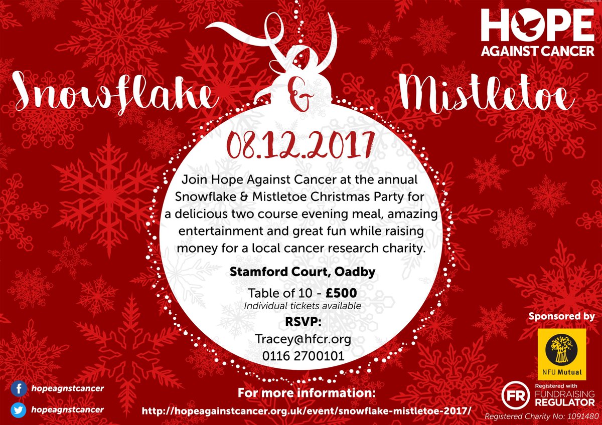 hopeagnstcancer's tweet photo. Book yr Christmas party w/ us and support local cancer research #charity - £50pp for 2 course supper, great band &amp; festive surprises! 🎄🎄 https://t.co/kDLbESe2RC