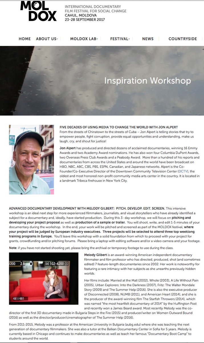 melodyMN's tweet image. Going to #Moldova to try and inspire emerging #documentary #filmmakers with filmmaker Jon Alpert! More abt #Moldox: moldoxfestival.com