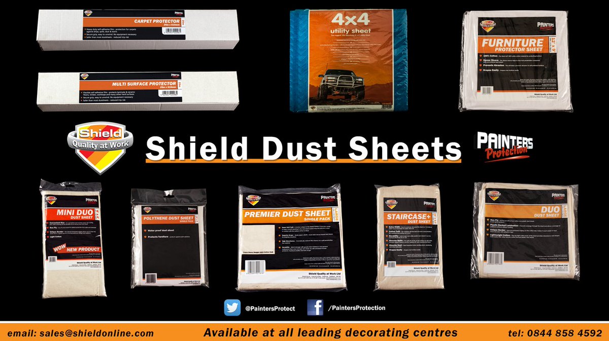 PaintersProtect's tweet photo. Visit your local dec centre to purchase any of the Shield Dust Sheet range https://t.co/XNnX7E67aK