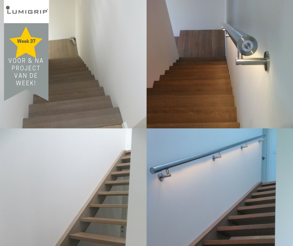 Lumigrip's tweet photo. Project van de week! Nieuwbouwwoningen hebben vaak een rechte trap. De verlichte leuning van ILLUNOX past daar perfect bij! #halverlichting https://t.co/1v2gXSASAb
