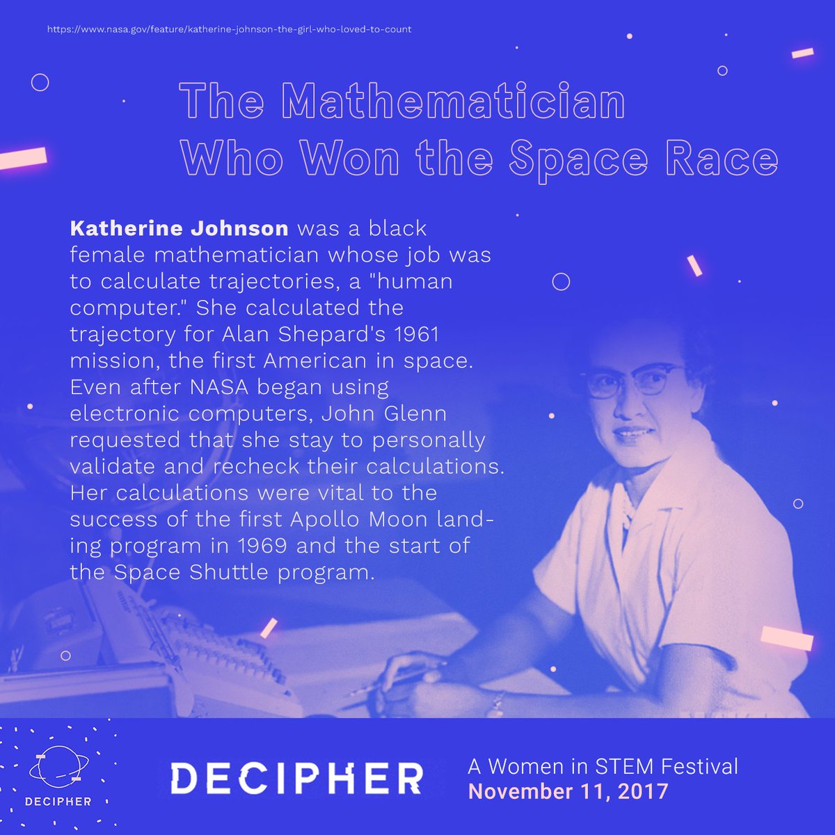 develophorg's tweet photo. #DecipherThis
Take a glimpse of Katherine Johnson - the mathematician who won the space race. https://t.co/FnA9ZFD5x1