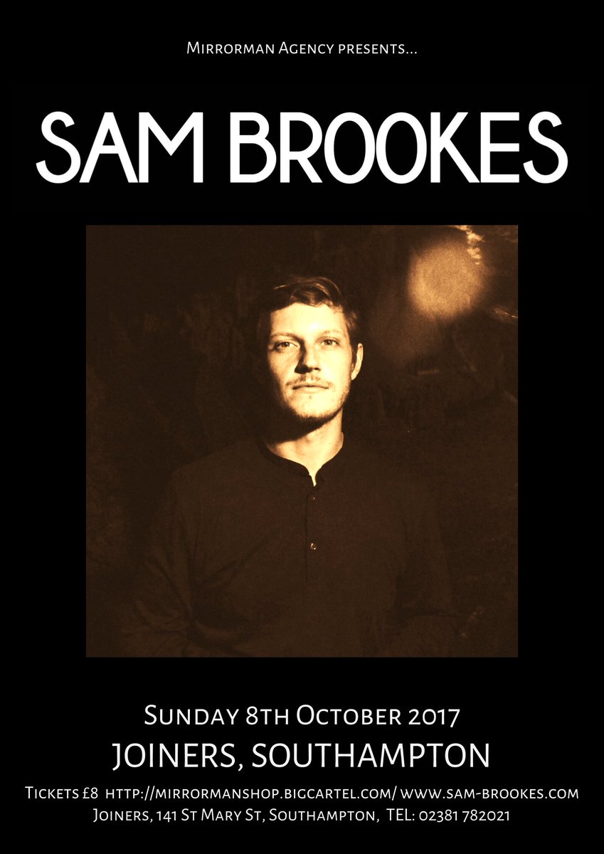 MirrormanAgency's tweet photo. Less than 3 weeks until @Sam_Brookes brings his unique brand of alt-folk to @joinerslive #Southampton
Tix only £8: https://t.co/CoH9fceBVD https://t.co/9ECEUSXeFX