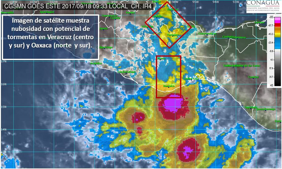 Potencial de tormentas en #Veracruz #Oaxaca