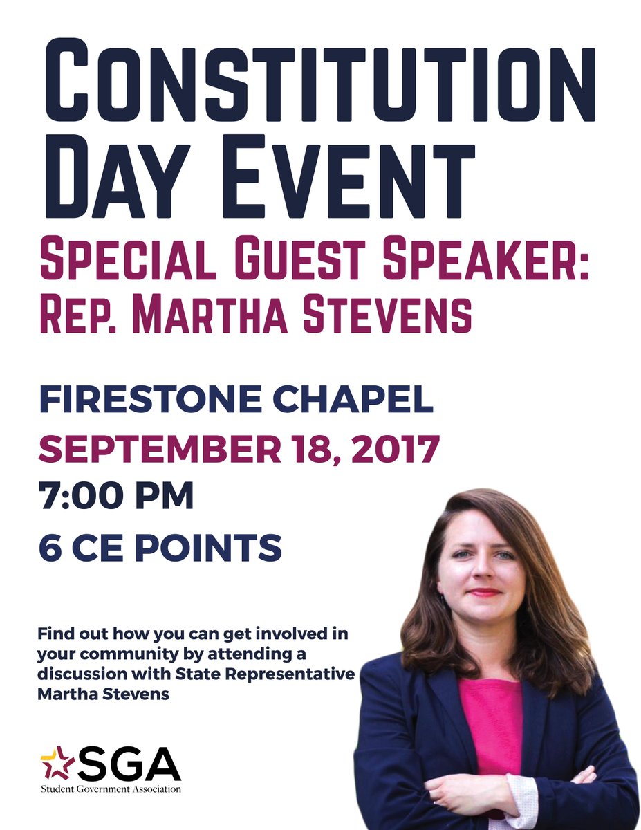 StephensSGA's tweet image. State Representative Martha Stevens will be here to speak TODAY! 6 community engagement points!