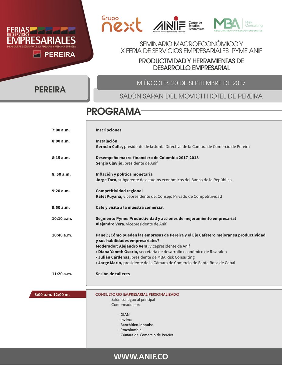 GrupoNextCol's tweet photo. Este miércoles realizaremos Seminario Macroeconómico de @ANIFCO en Pereira. Inscripciones en https://t.co/zzIZkWitpH https://t.co/0aquoytsAH https://t.co/Am15CBQhZe