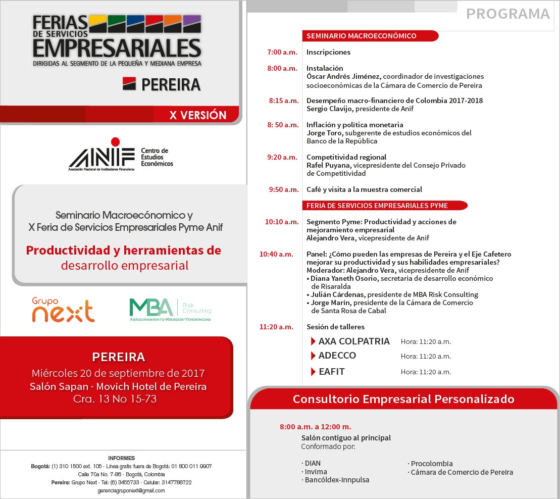 GrupoNextCol's tweet photo. Este miércoles realizaremos Seminario Macroeconómico de @ANIFCO en Pereira. Inscripciones en https://t.co/zzIZkWitpH https://t.co/0aquoytsAH https://t.co/Am15CBQhZe