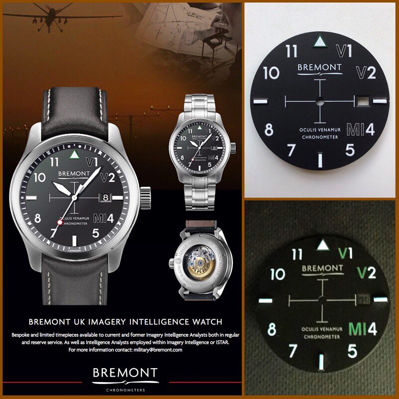 BremontMilitary's tweet photo. Update on the @Bremont Solo military edition for UK imagery intelligence professionals. The dial and lume look quite good! #IntelWatch https://t.co/GKajmOl8ue