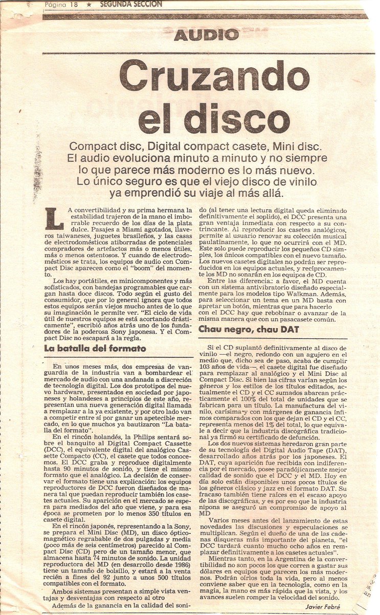 ElLibroDeLos90's tweet photo. 1992: la lucha era entre el Compact Disc, el Digital Compact Casete y el MiniDisc. https://t.co/pMvn1fM6SC