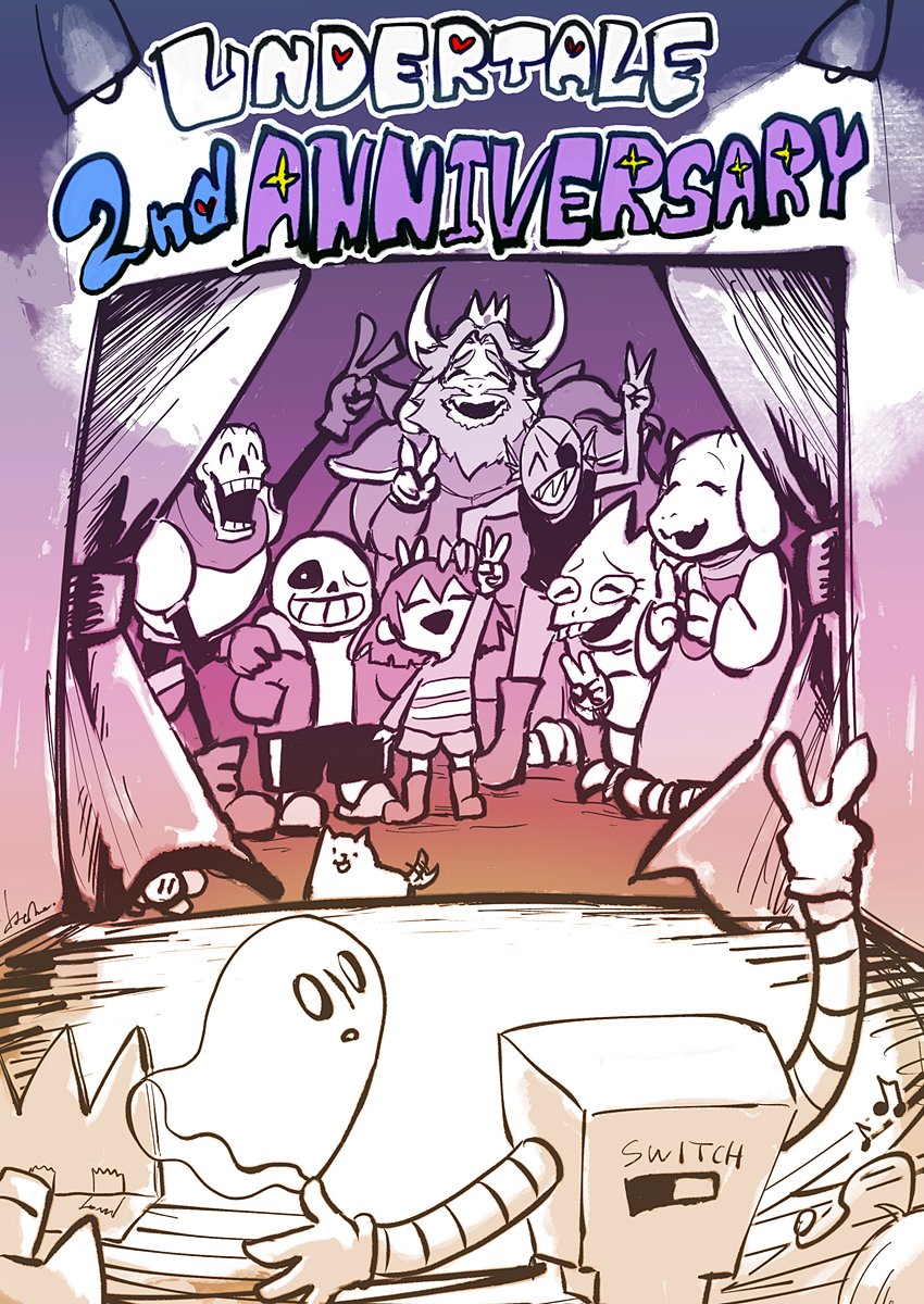 大変遅くなってしまったけど2歳おめでとう!!
#happybirthdayundertale 
#Undertale二周年記念イラスト 