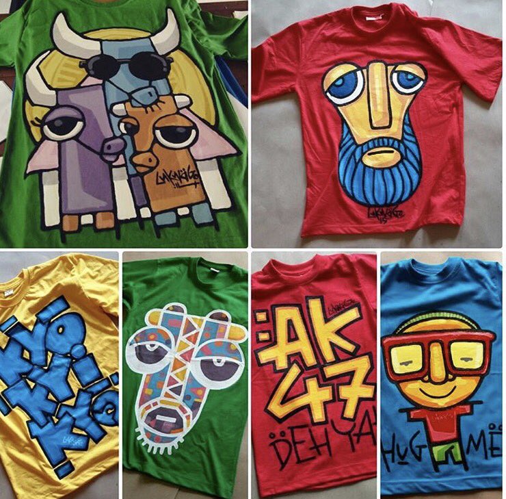 artventureafric's tweet photo. One of the outstanding and amazing thing about @lukwagosaad 's t shirts is that they are hand painted. https://t.co/rDpnxacsNN