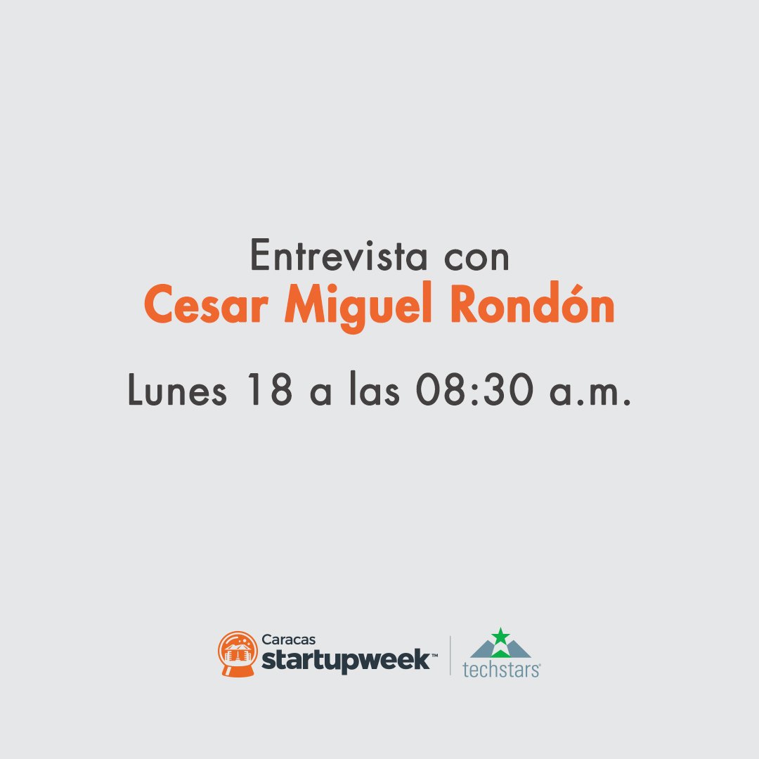 StartupDigestVE's tweet photo. A las 8:30am hablaremos con @cmrondon sobre el #StartupWeekCcs que arranca hoy. https://t.co/BiWOAKK1A5
