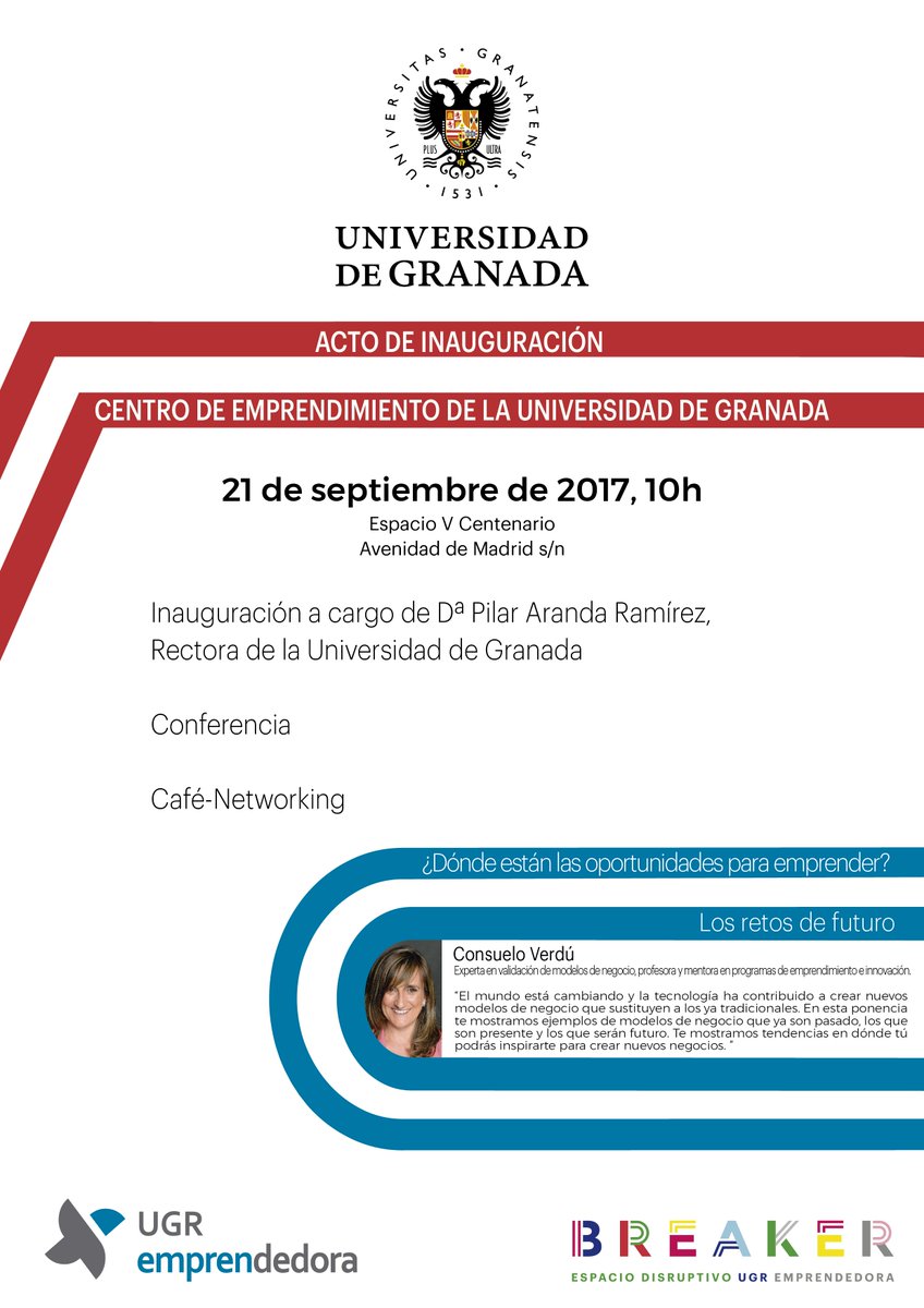UGRemprendedora's tweet photo. #emprendedores 📢
🗓 Inauguración del nuevo Centro de Emprendimiento de @CanalUGR ➡@BreakerUgr 🙂 Toda la información👉https://t.co/7E8e2KGWSs https://t.co/UAUtaWLBoH