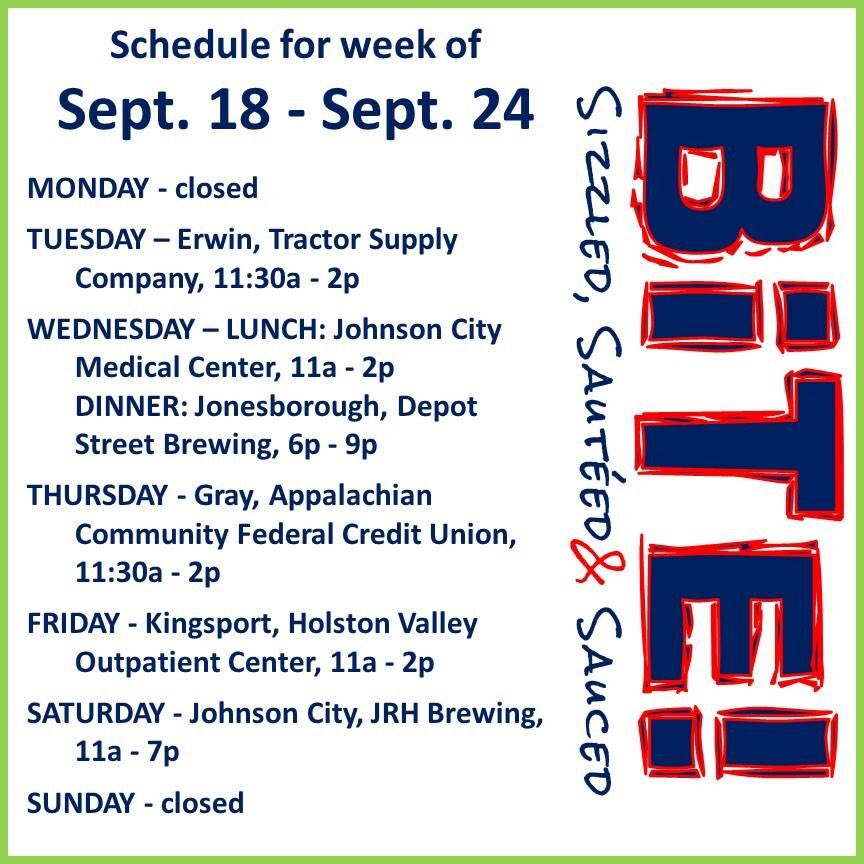 Tri_a_BiTE's tweet photo. This week's schedule. See y'all out there.
PS: It's Wing Week!
#mobilepurveyorofdeliciousness
#foodtrucksrock
#phillyFix https://t.co/Vq7DKLKrPj