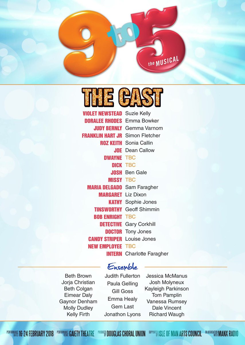 DCU_IOM's tweet image. If you haven&apos;t already heard, the DCU have proudly announced their cast of their 2018 production of &apos;9 to 5&apos; The Musical🎭💅🏼👩🏼‍💻