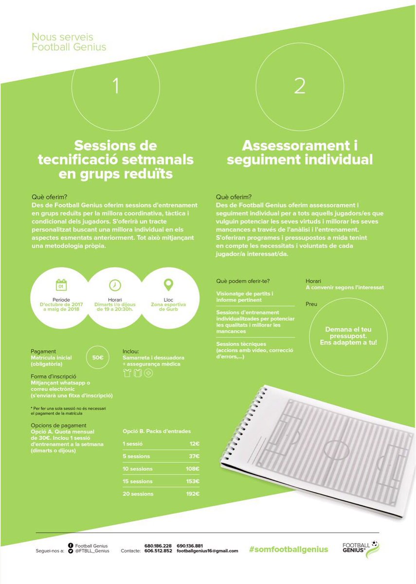 NOVETAT! Us presentem els nous serveis que Football Genius ofereix per la temporada 2017-2018 #somfootballgenius #gurb #osona #futbolbase