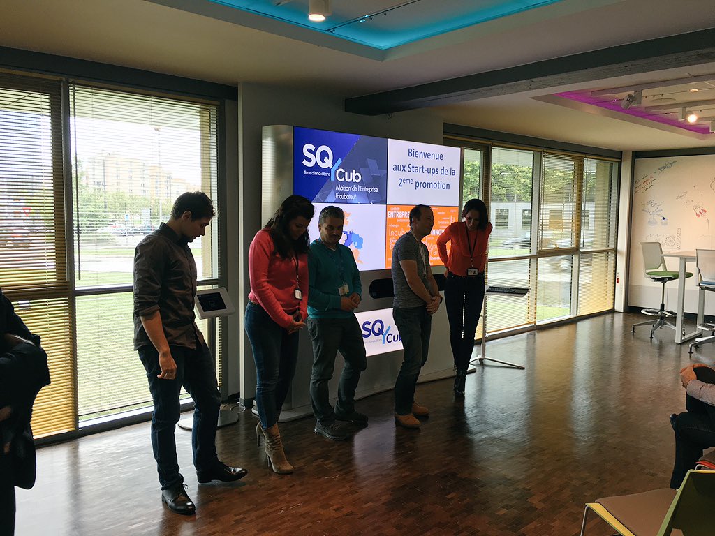 SQYcub's tweet photo. @sqy @InitiativeSqy @anne_fy Présentation d'une partie de la première promotion : #TakenB, #Sikïo, #M2aim. Déjà plus de six mois pour eux ! https://t.co/UAOSelxS7M