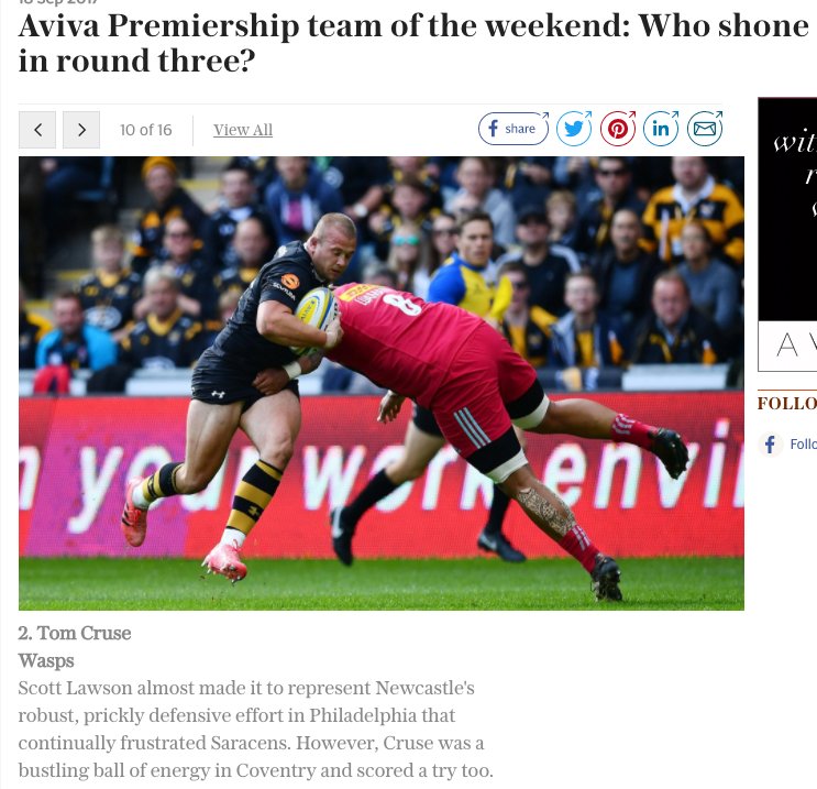 <a href="/cruse_dog2/">Tom Cruse</a> telegraph.co.uk/rugby-union/20… "A bustling ball of energy!" Great game yesterday mate. #TTT