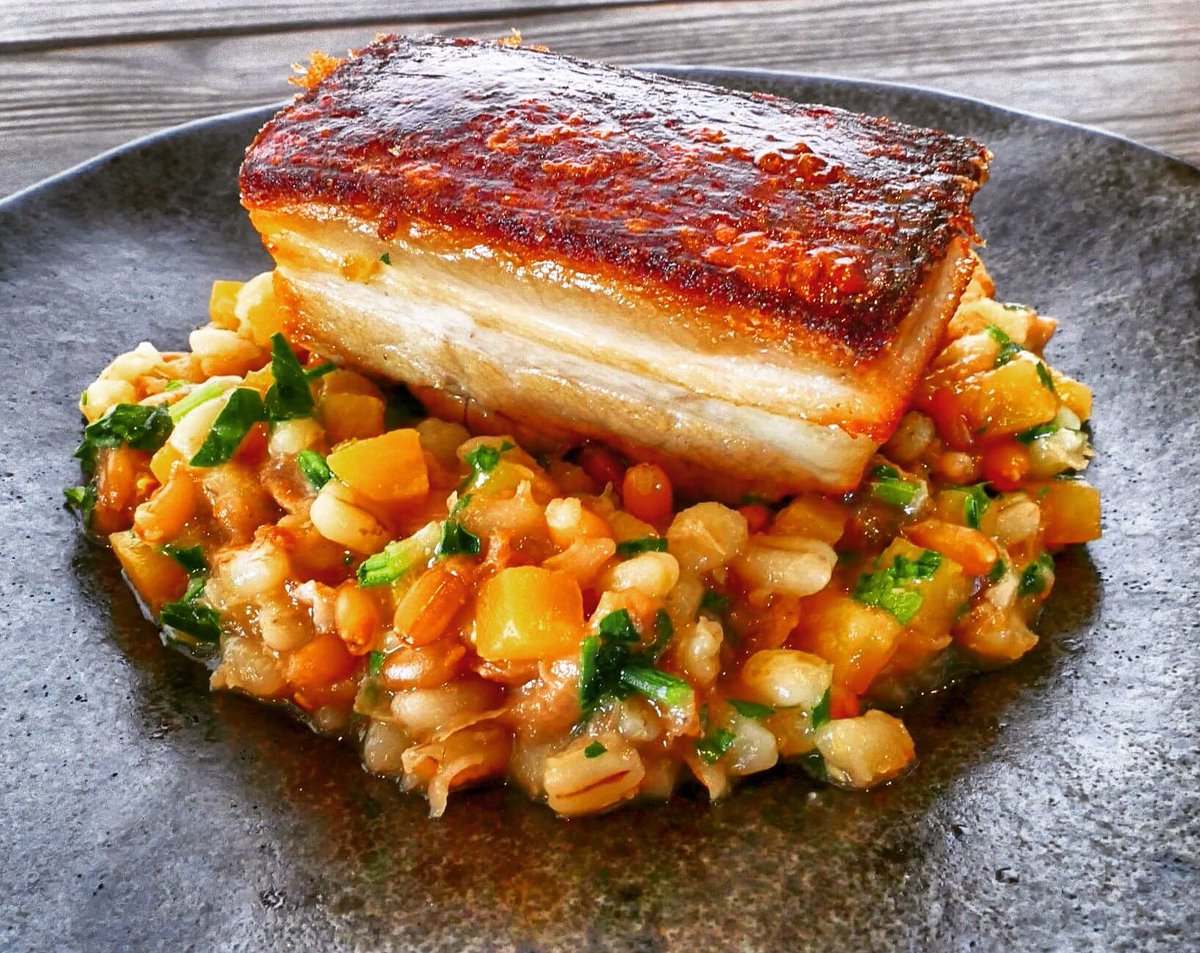 New to our menu is a contemporary spin on an old Welsh recipe. Pork belly with barley, apple & swede #theswigg #welshtapas #smallplates