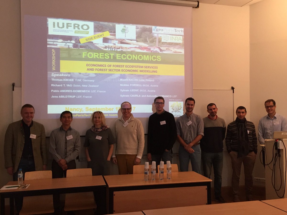 All speakers gathered for the #umrlef side event 'forest economics' of #IUFRO2017 congress @APT_Nancy
@SergioMGarcia