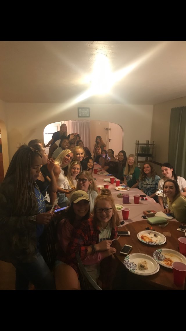 platts_cheer's tweet photo. First official team dinner, we can already tell it's going to be an amazing season! 🎀❤️🖤 https://t.co/4JApKy3Zef