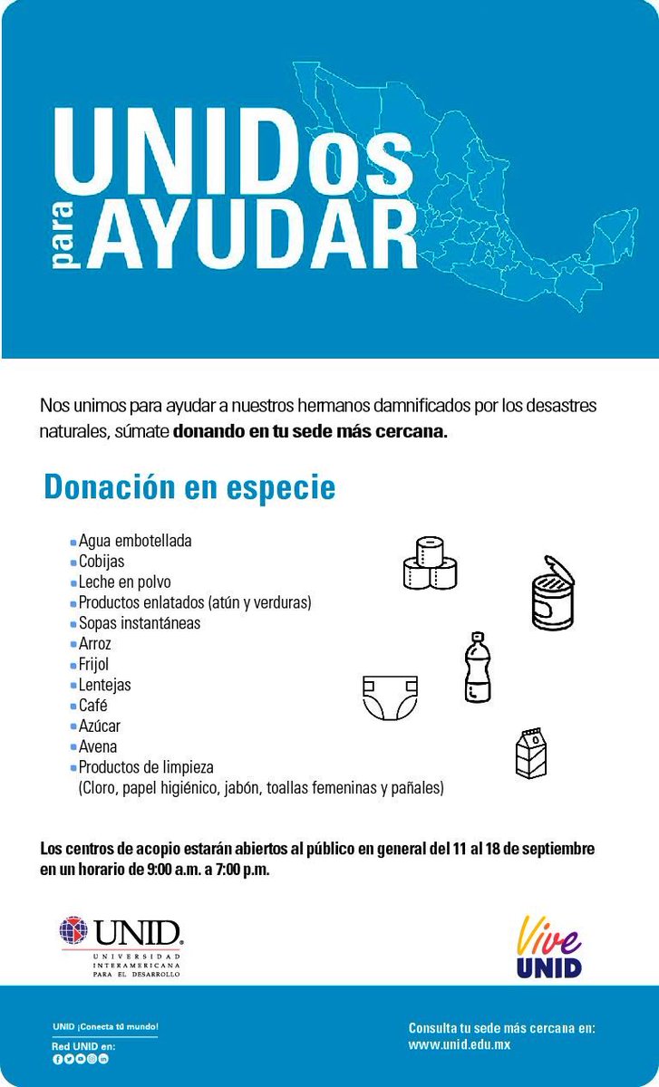 No lo olvides: Hoy es nuestro último día para recibir donaciones. #SoyUNID #FuerzaMexico