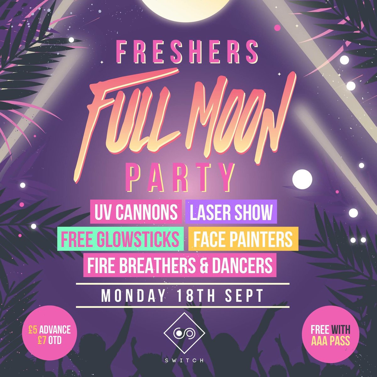 Our annual Freshers Full Moon Party returns this evening!

• FREE Entry with AAA Pass
• £5 On the door 

See you tonight