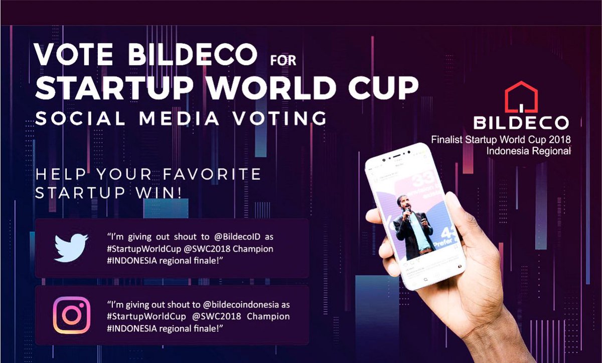 oldk1d's tweet photo. I'm giving out shout to @BildecoID as #StartupWorldCup @SWC2018 Champion #INDONESIA regional finale!
Woohoo... go my fellow @founding grad https://t.co/ZvIKNusrVp