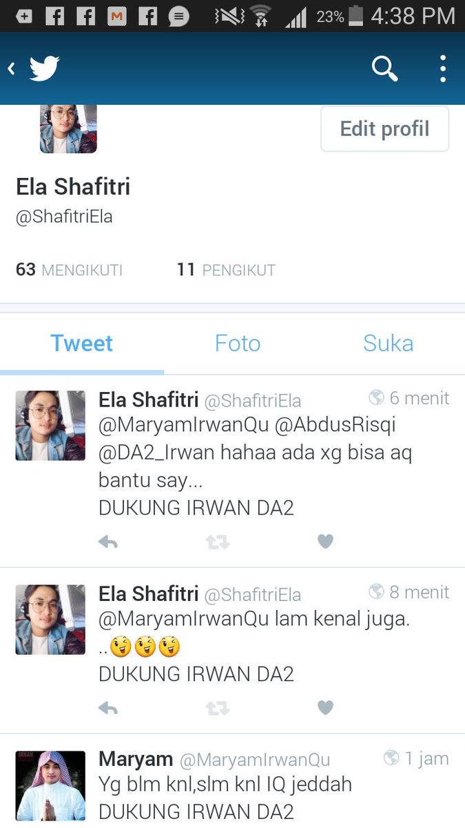 ShafitriEla's tweet photo. Ko'lom tembus yaa say pek lobeeeeeeeeeeeeeeetz nie @MaryamIrwanQu @AbdusRisqi @DA2_Irwan 
DUKUNG IRWAN DA2 https://t.co/cbohwlyjCu
