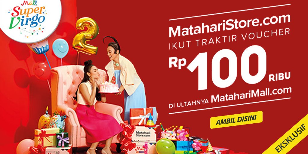 Happy Birthday, <a href="/MatahariMallCom/">MatahariMall.com</a> ! Yuk, belanja di MatahariStore dengan voucher IDR 100.000 EKSKLUSIF dari Flipit >> bit.ly/2xtde0q