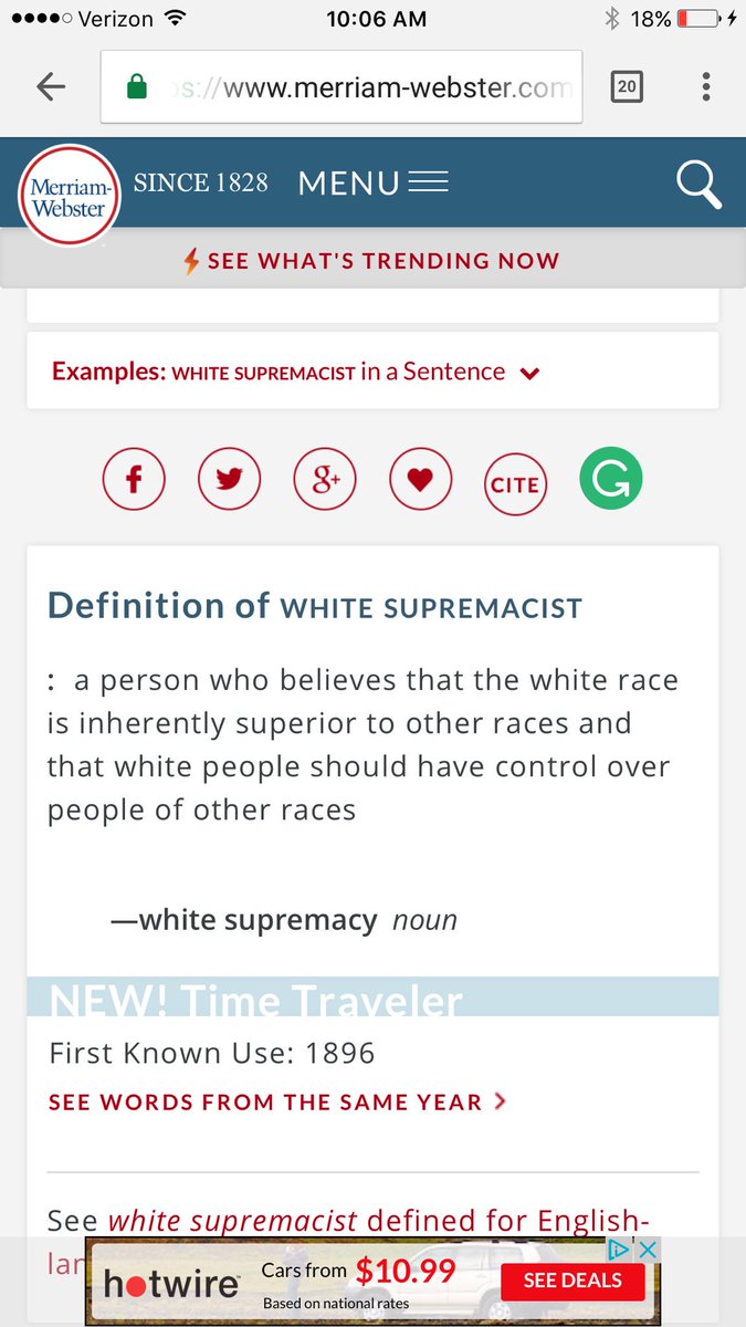 funder's tweet image. Literally, by definition in @MerriamWebster's dictionary, Trump's a white supremacist.

#TrumpsAWhiteSupremacist
