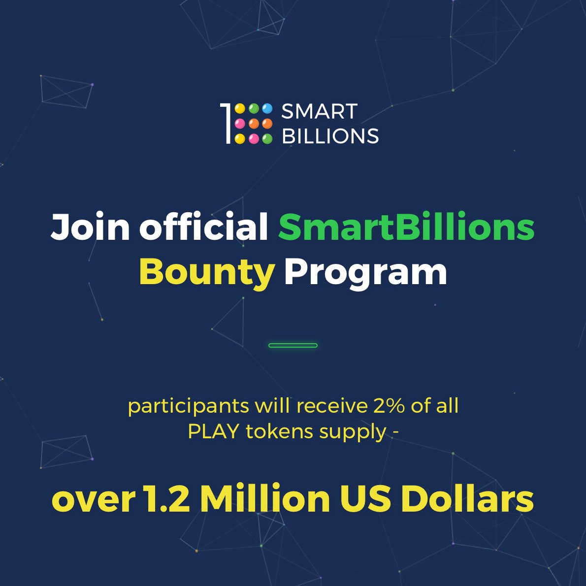 SmartBlns's tweet image. Bounty campaign is LIVE. Join us in disrupting the lottery. 
Earn Play Tokens ! bit.ly/2x8StHG  
 #bounty #ICO #Crypto #Bitcointalk