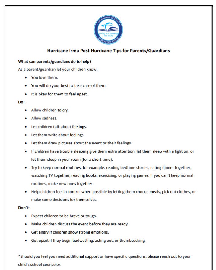 OHESOWLS's tweet photo. As we welcome back our students, we know that all our students &amp; families have been through a traumatic event. Here are some tips: https://t.co/hAtq1IYgfT