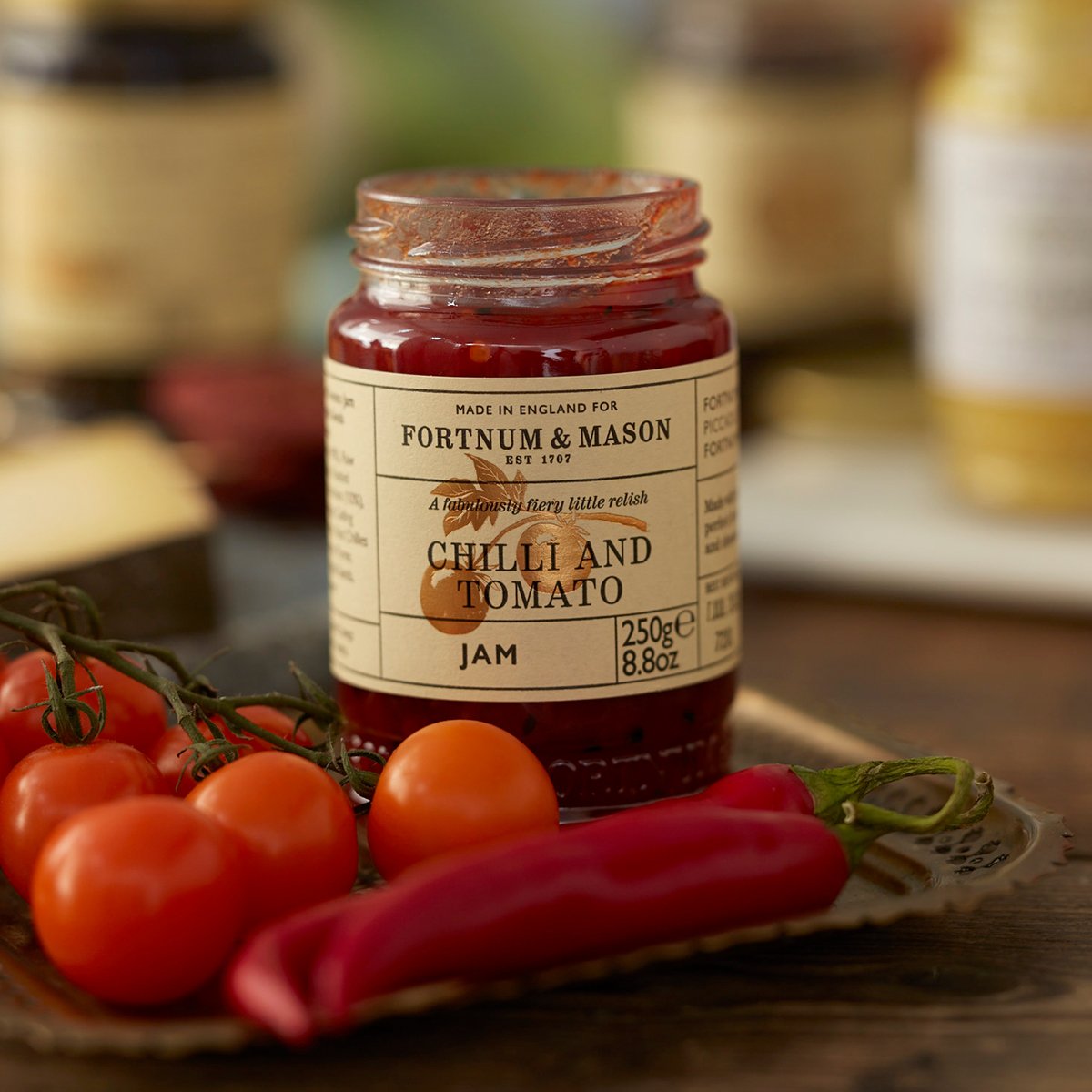 Fortnums's tweet photo. There’s nothing more delightful than spooning this jam made with tomatoes and Nigella seeds on pies and cheeseboards https://t.co/ssc5AB9c0A https://t.co/B5mdiLLkK6