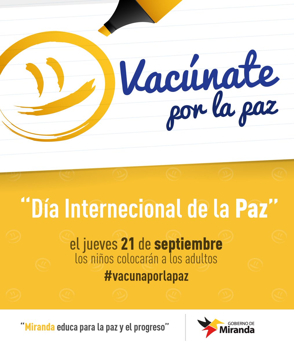 EducaMiranda's tweet photo. Este #21Sept  Vacúnate por la Paz en la escuela. Los niños vacunan a los adultos https://t.co/rlE1TBhKYX