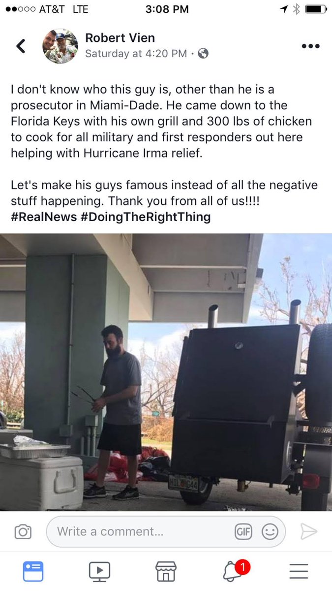 DavidOvalle305's tweet photo. Miami prosecutor Philip Harte, with no fanfare, showed up to the Keys with his grill and 300 lbs of chicken to feed first responders #MH https://t.co/lR0lPMKaZ0