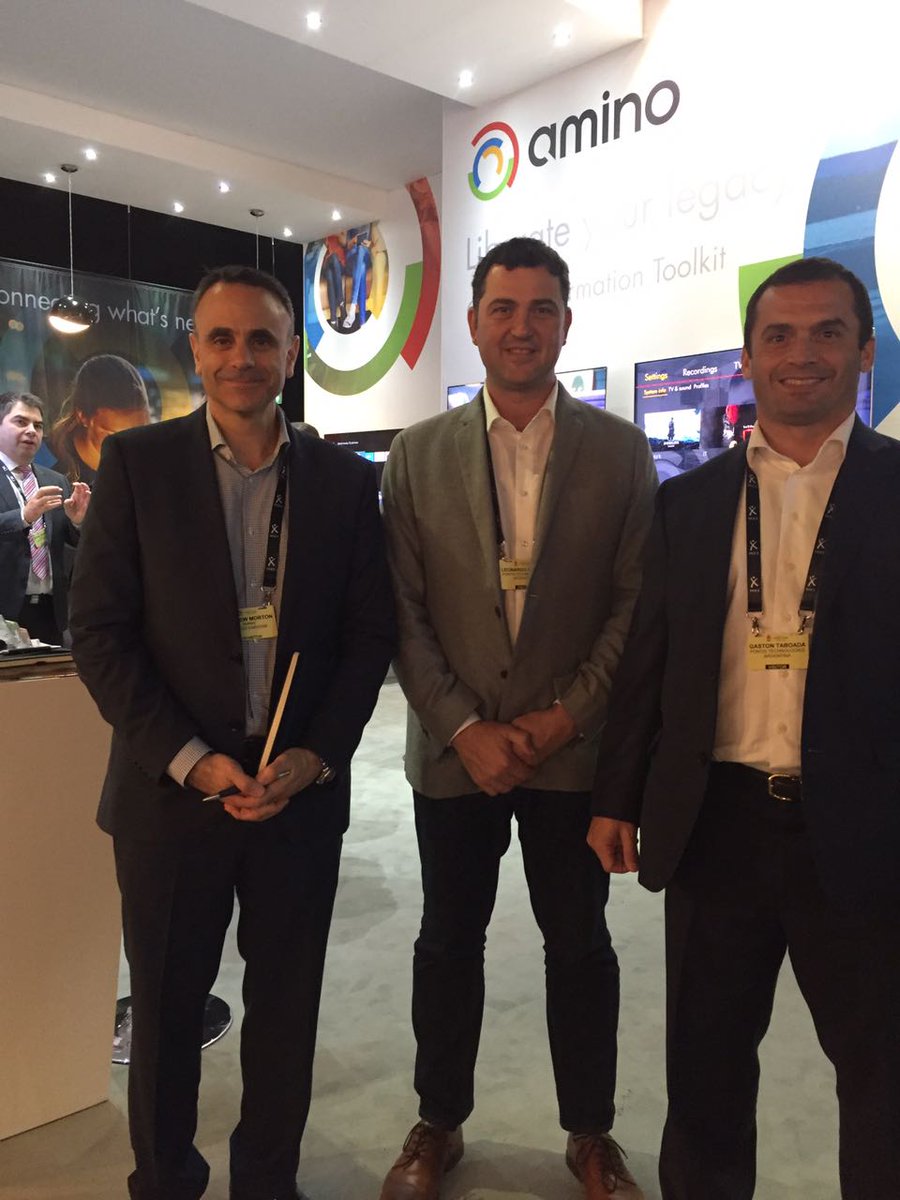 PontisTech's tweet photo. Leonardo Gioino, Gastón Taboada y Andrew Morton VP de Ventas en el booth de nuestro socio tecnológico @AminoTV @IBCShow #IBC2017 https://t.co/0ibyL0QuP7